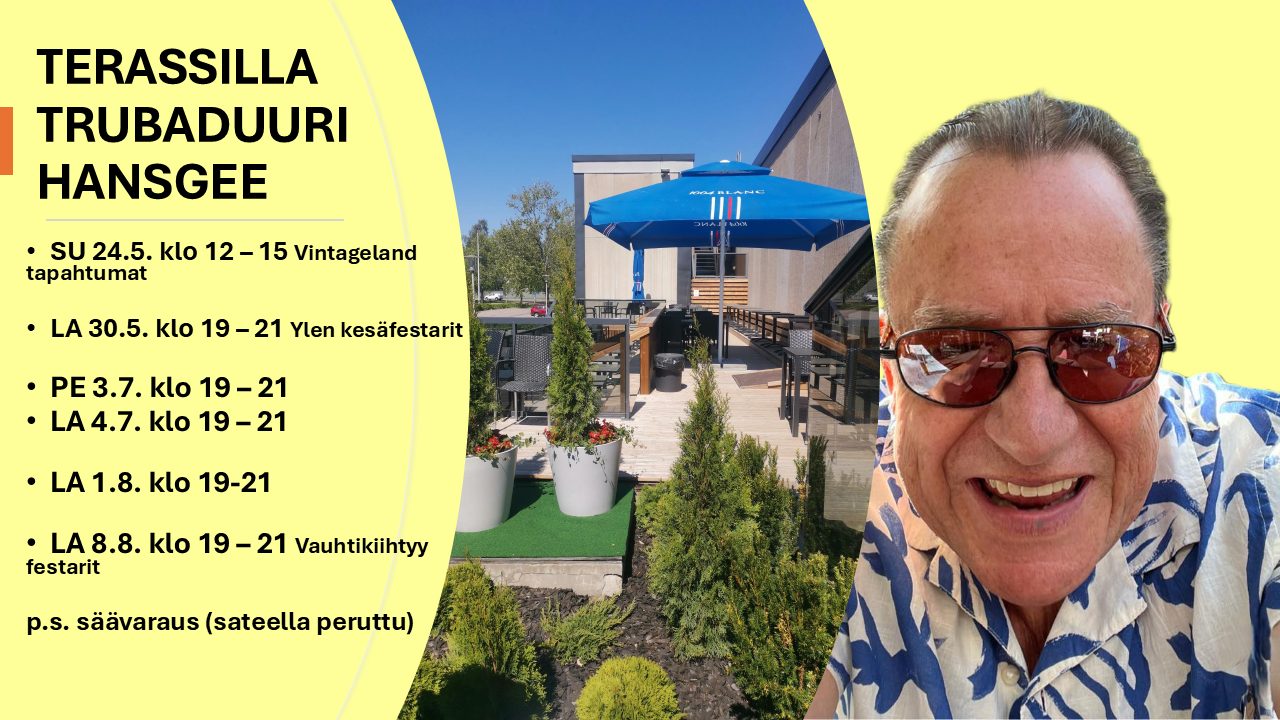 Featured image for “Trubaduuri HansGee Live@Hotelli Tikkurilan terassi /24.5./30.5./3.7./4.7./1.8./8.8.2026”