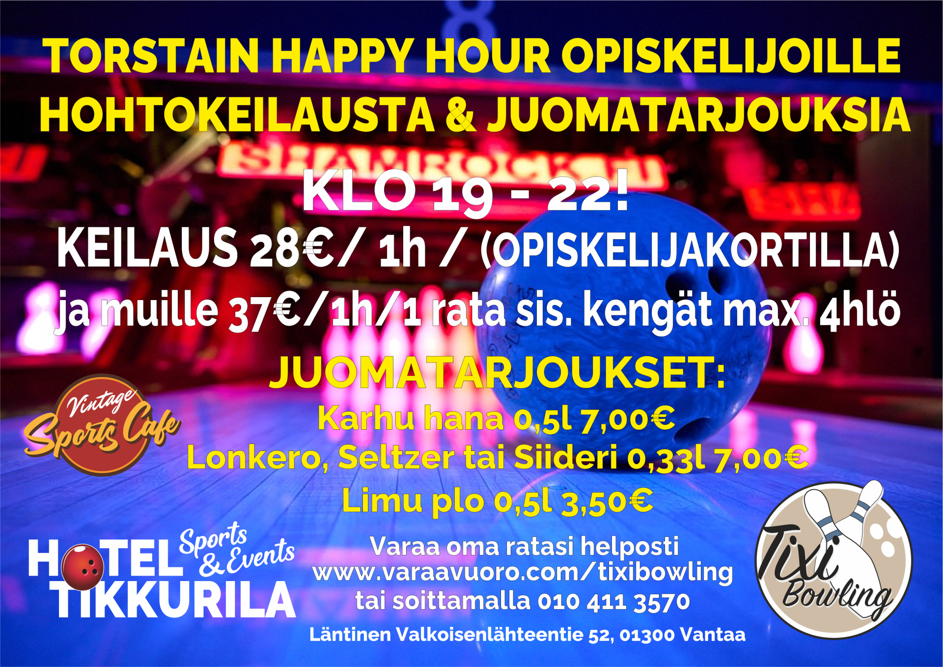 Featured image for “HOHTOKEILAUSTA & HAPPY HOUR TORSTAISIN KLO 19 – 22!”